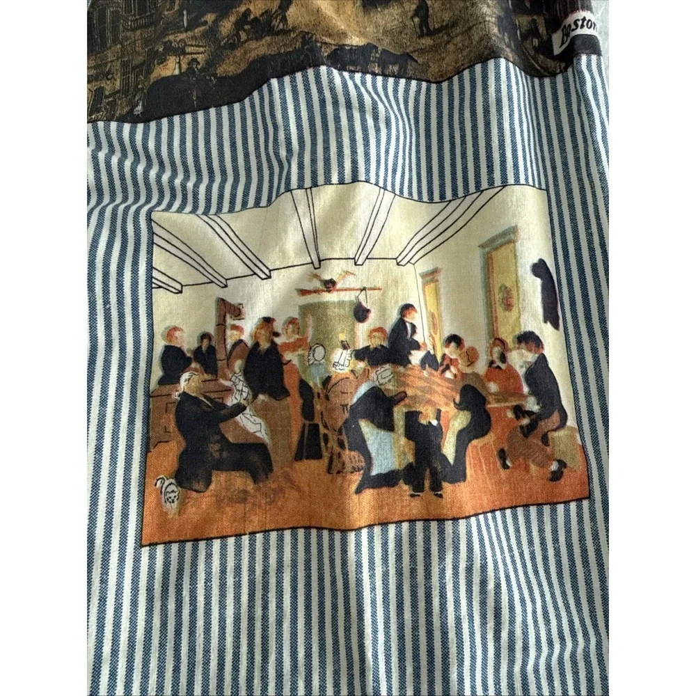 Women's Handmade Waist Apron Vintage City Ticking Print Long
